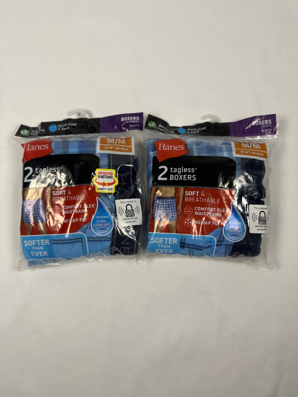 Hanes Tagless Boxers 2-2 Pack Soft & Breathable Size Medium Men's New In Package